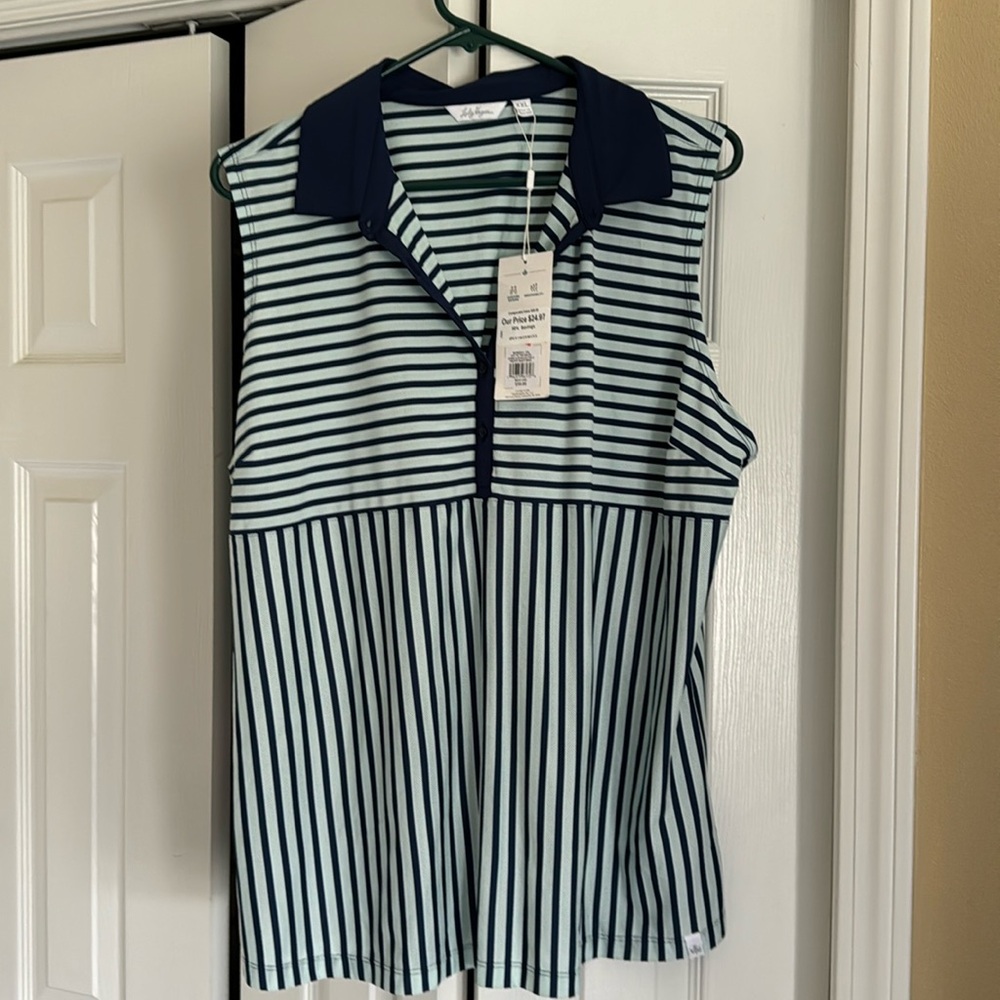 Brand new with tags, Lady Hagen size XXL light blue dark blue golf shirt